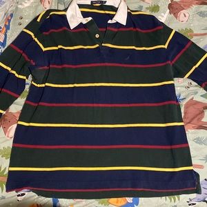 Mens Nautical long sleeve polo XXL